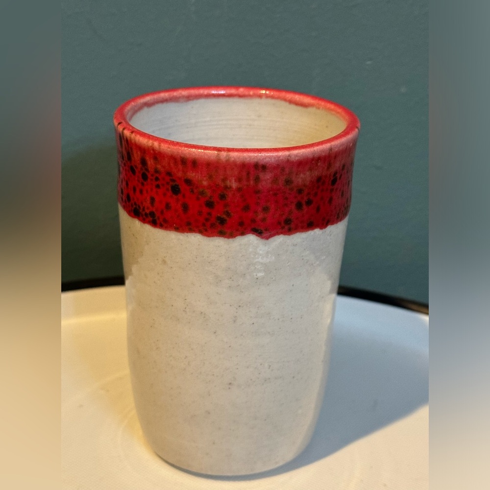 Red Dotted Series Studio Pottery mug by Cheryl L. Hardy, 12 oz - Picture 4 of 7